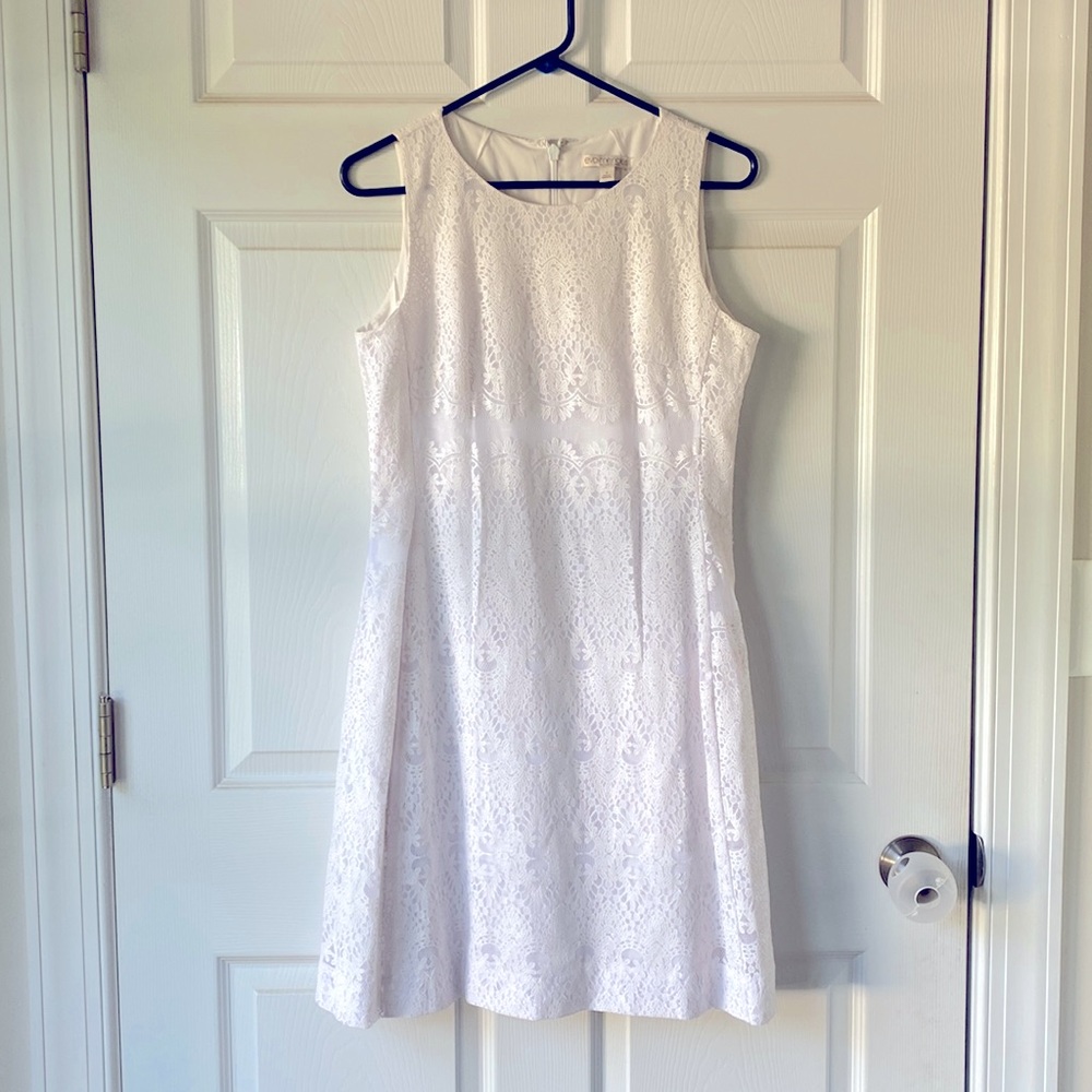 Eva Mendes New York & Company white lace dress